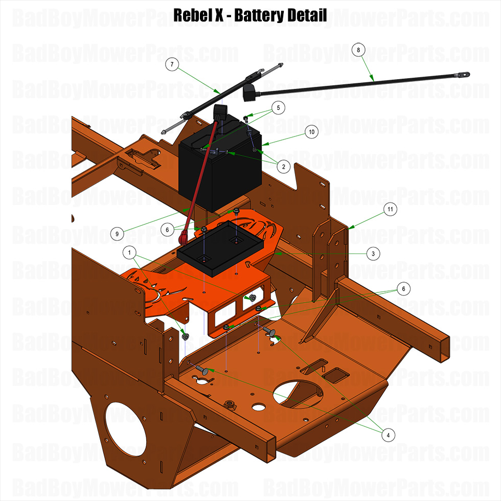 3838 - Bad Boy Mower Parts Lookup > 2025 > Rebel & Rebel X > Rebel X - Battery Detail